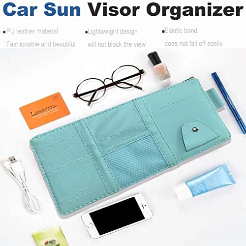 מארגן מגן רכב | שקית נתיב של Sun visor Sun עם 8 כיסי אחסון | מחזיק משקפי שמש לרכב | מארגן מגן עם רוכסן